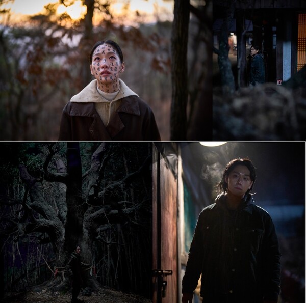 영화 '파묘' 속  ‘화림’(김고은)과 ‘봉길’(이도현)의 모습을 담은 ‘무속 듀오’ 스틸